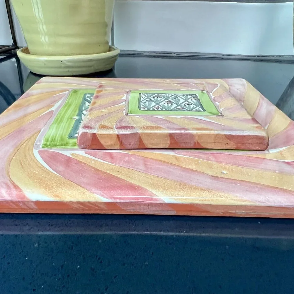 RARE 1983 MacKenzie-Childs Trivets/Hot Plates 2-Piece Set